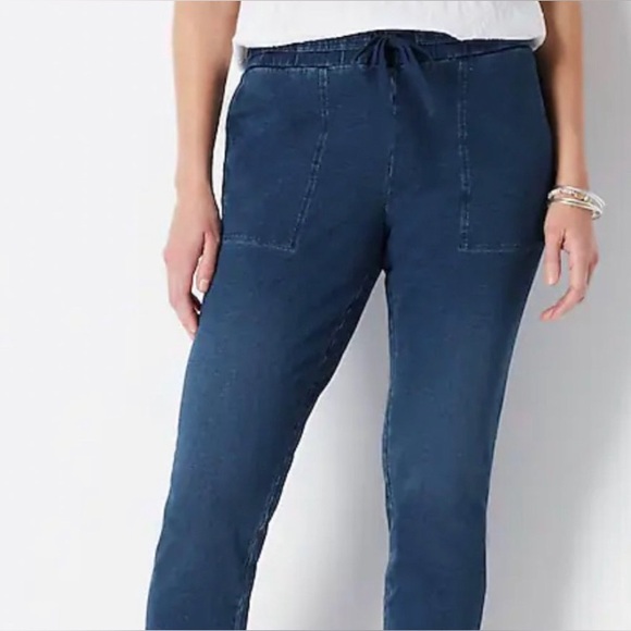 Pure Jill Indigo Soft Knit Joggers Blue Elastic Drawstring Waist Pockets‎ Sz-med - Picture 1 of 12